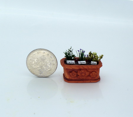 Tiny Planted Kitchen Herb Trough - Click Image to Close
